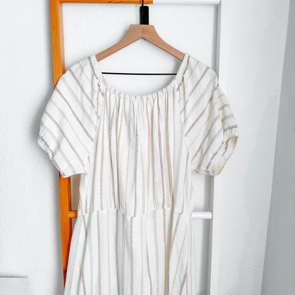 Ace & Jig Quince Maxi Dress In Ambrosia Cream Stripe Striped Off The Shoulder - Picture 6 of 12